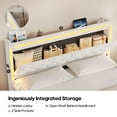 thumbnail image 4 of Afuhokles Queen Upholstered Bed Frame with 3 Large Storage Drawers, Storage Headboard with LED Lights and Charging Station, Velvet Platform Bed, White, 4 of 6
