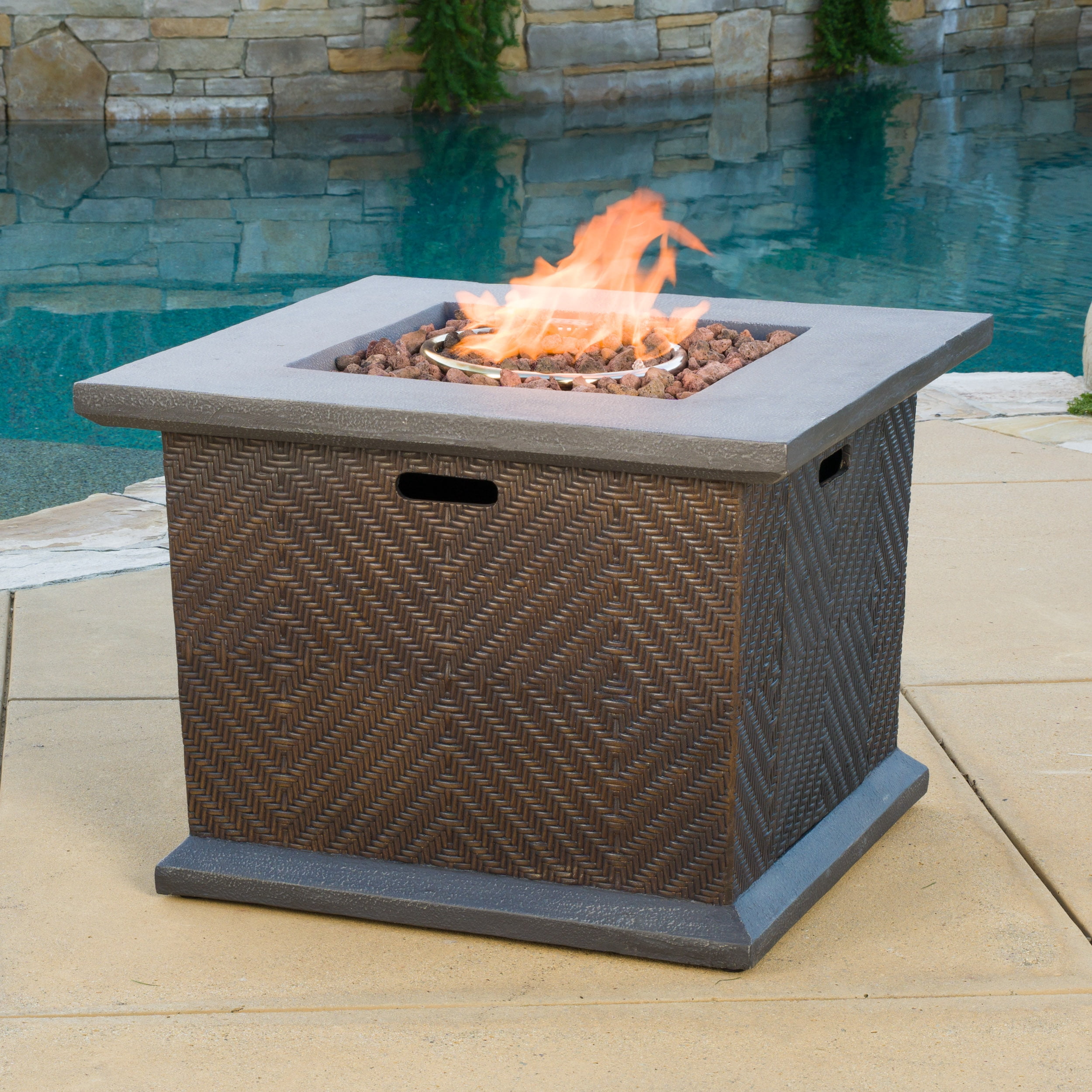 Claus Brown Magnesium Oxide Square Gas Fire Pit Walmart