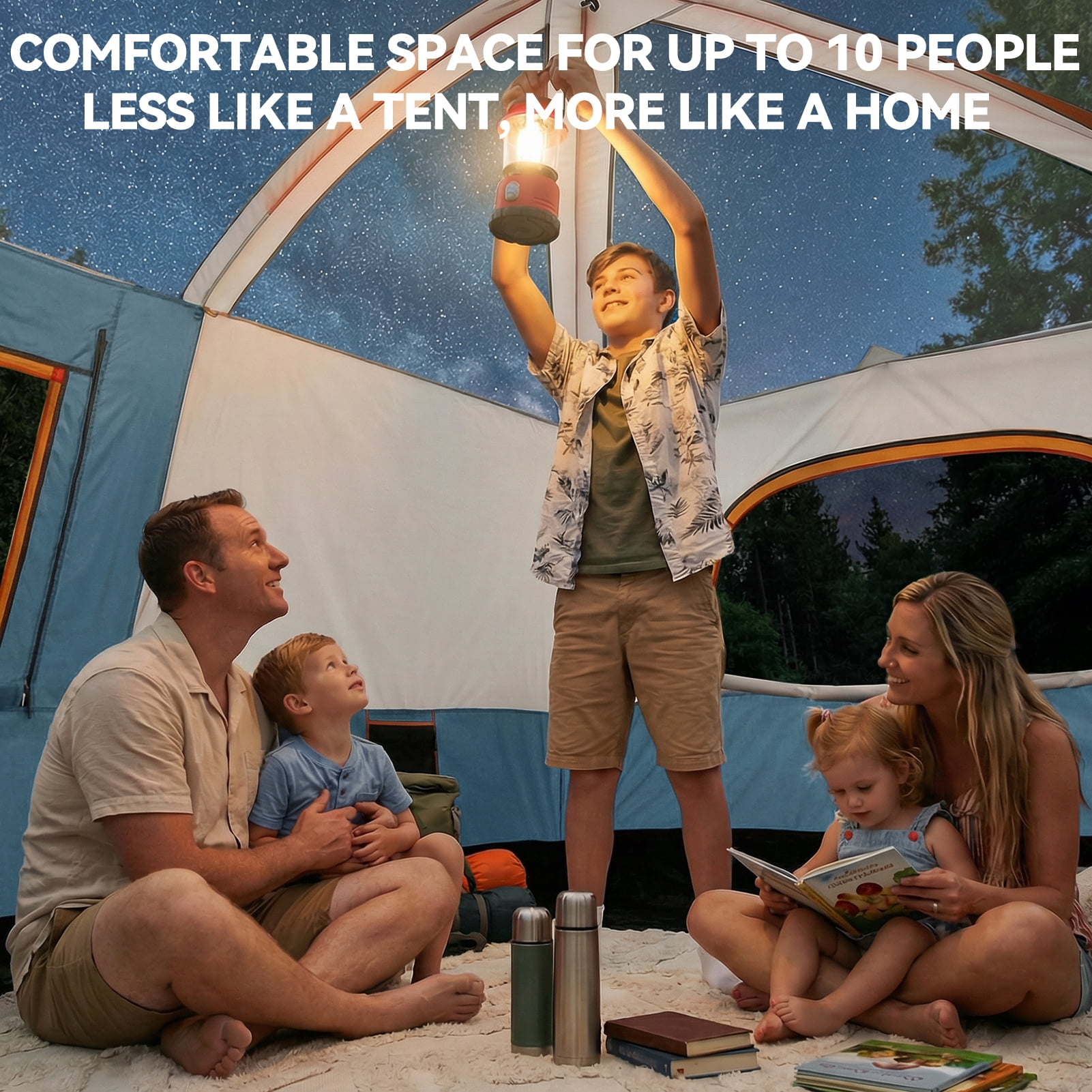 HOTEEL 10 Person Camping Tent, Easy Setup Waterproof Windproof Backpacking Tent with Removable Rainfly, Lightweight Portable Outdoor Family Tents for Camping, Travel, Fishing, Hiking, Blue