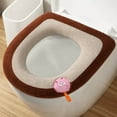 thumbnail image 4 of Plush Toilet Seat Cover with Handle Soft Warm Pad for Round Elongated Bowls - Easy Install Bathroom Mat(Brown), 4 of 5