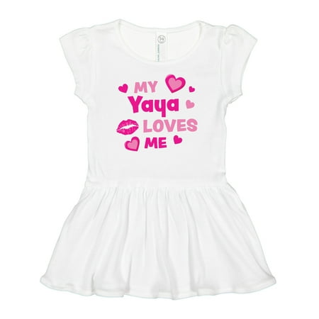 

Inktastic Valentine s Day My Yaya Loves Me Hearts and Lips Gift Baby Girl Dress