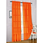 Set of 2 Sheer Voile Window Curtain Panels, 84" Long, Orange.