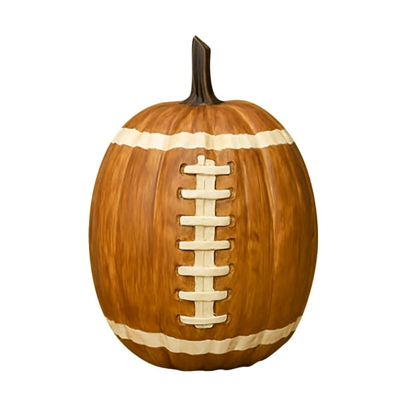 LAMIRO Halloween Football Pumpkin Decor,Resin Pumpkin Statue,Fall Harvest Tabletop Ornament,Autumn Sports Themed Decoration,Rustic Indoor Outdoor Centerpiece for Thanksgiving & Halloween