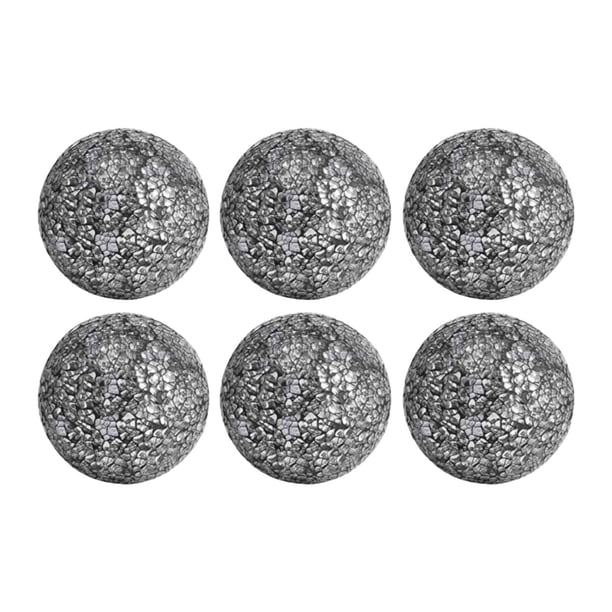 6 Piezas Decorativas Mosaico Vidrio Bolas para Jarrón Centro Mesa Detalle Mosaico Sofisticado Adecuado para Sala de Estar Comedor Bodas Negro plateado
