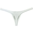 thumbnail image 2 of Botmois Men Solid Spandex Comfy Micro Pouch Thongs Sexy Bikini Tangas Guy String Swimwear Enhanced Pouch Skin Underpants White XL, 2 of 3