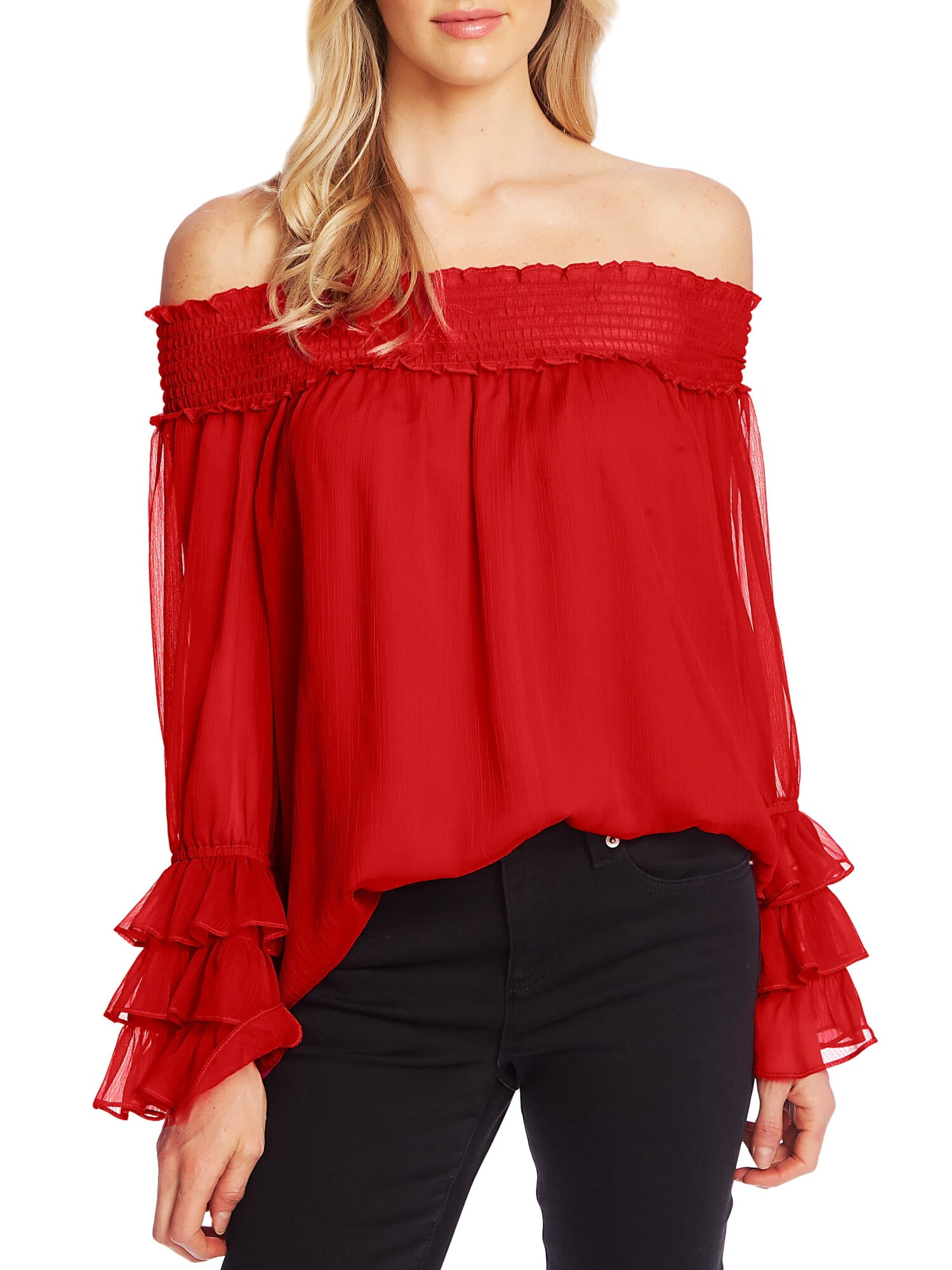 FiRE Womens Smocked Off The Shoulder Blouse love