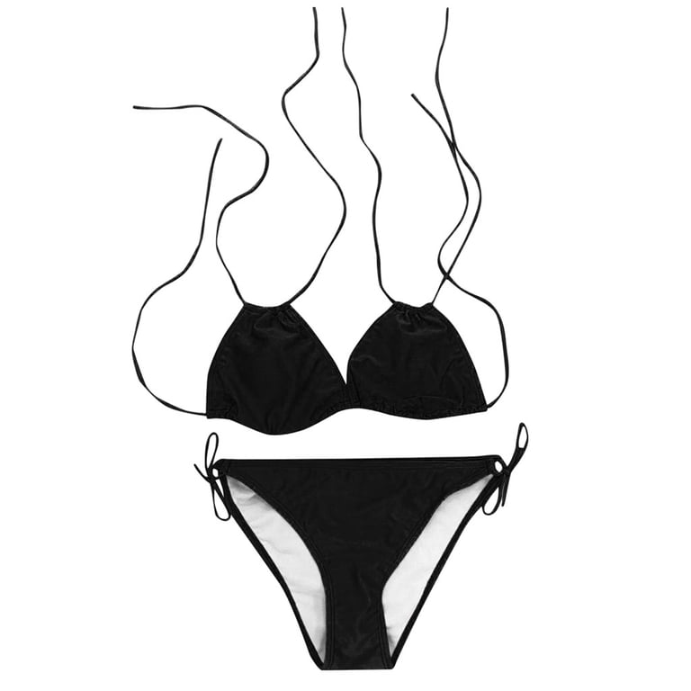 OYOANGLE Plus Size 2-Piece Bikini | Triangle Halter Top & Tie-Side Bottoms | High-Stretch Swimwear For Beach & Pool