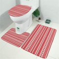 thumbnail image 2 of Red and White Christmas Pattern Bathroom Rugs Sets 3 Piece,Toilet Cover Set,Absorbent Non Slip Bathroom Mats Sets with U-Shaped Contour Rug Toilet Rug Set, 2 of 5