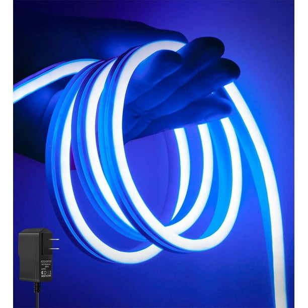 HIFILUZ Luces Led Azul Neon 5M Luz Led 600 Ledes Flex Cortable Silicona Neon Lights 12V Tiras Led para Cuarto Exterior IP67 Impermeable Tira Led Para Cocina Decoración Habitación?^Azul??