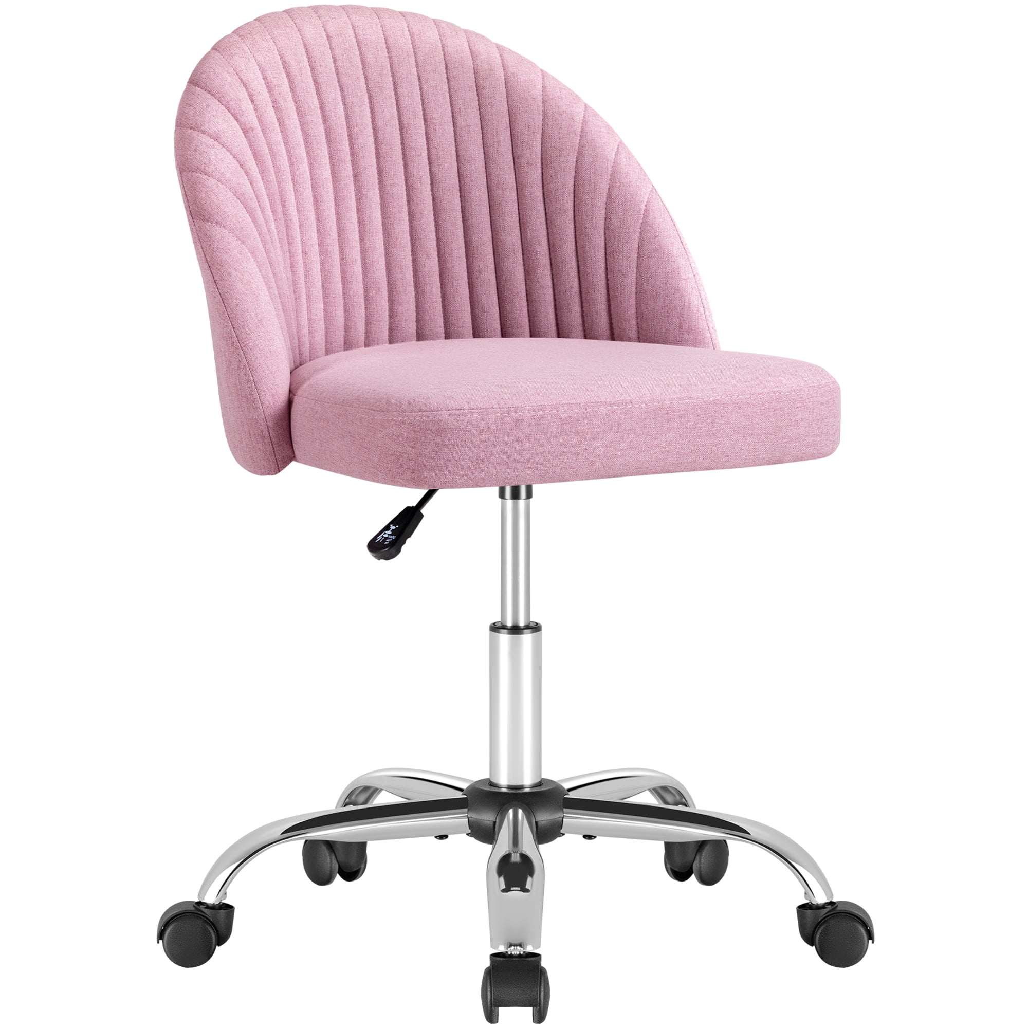 Homall Home Office Chair Adjustable Swivel Vanity Chairs Mid Back Rolling Task Chairs for Bedroom, Living Room or Study, Pink