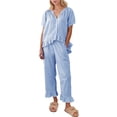 thumbnail image 1 of Conjunto de pijama COZYPOIN Gingham de algodón a cuadros de 2 piezas para mujer, 1 of 7