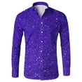 thumbnail image 2 of Telankuip Long Sleeve Shirts for Men Sequin Solid Color Lapel Button down Dress Shirt 70s Disco Fashion Sparkle Carnival Party Comfortable Tops for Festive Celebrations 2026 1-Purple XXL, 2 of 4