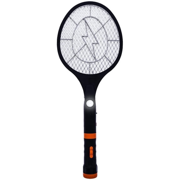 Koramzi F-12 - Electric Mosquito Flies Net Racket with Removable Flash Light and Handle Light - Black