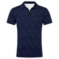thumbnail image 3 of Bibifish Mens Polo Shirts Short Sleeve Quarter Zip Geometric Line Pattern Casual Shirts Classic Fit Tops, 3 of 4