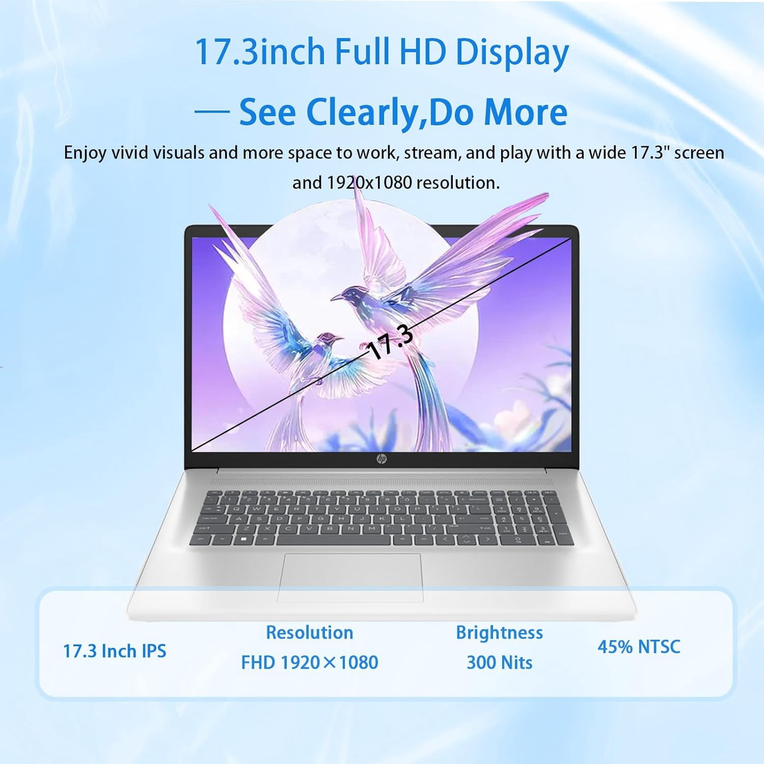 HP Flagship 17 Laptop Business Computer, AMD Ryzen 5 7430U, 8GB RAM, 512GB SSD, 17.3 FHD IPS Display, AMD Radeon Graphics, Wi-Fi 6, Fast Charge, Windows 11 Pro