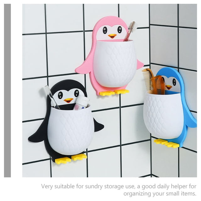 unbranded 2Ud Soporte Adhesivo Para Pared Color Negro En Forma De Pingüino Para Control Remoto Y Oficina