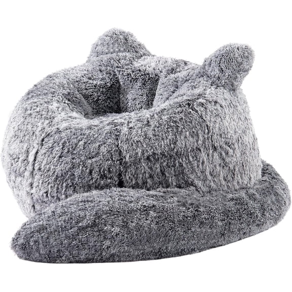 Ebenchico 3.6ft Cat Shaped Bean Bag Chair for Adults Teens Kids, Giant Faux Fur Plush Beanbag Chairs with Filler, Black