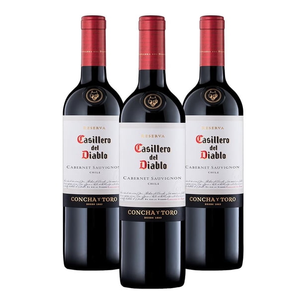 Paquete 3 botellas Vino Tinto Concha y Toro Casillero del Diablo Cabernet Sauvignon 750 ml