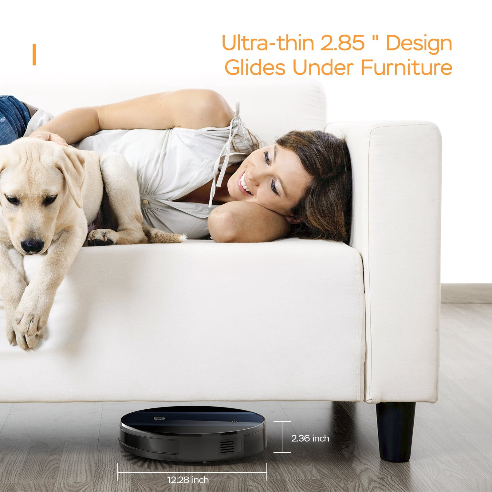 Geek Smart G6 Robot Vacuum Cleaner, Ultra-Thin, 1800Pa Strong Suction, Automatic Self-Charging, Wi-Fi Connect, App Control, Great for Hard Floors to Carpets