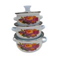 thumbnail image 3 of Lipstore 3 Pieces Enamel Stockpot with Lid Stew Bean Simmer Pot for Restaurant Dining D, 3 of 8