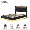 thumbnail image 2 of Modern Floating Platform Bed Frame with LED Lights & Charging Ports – Upholstered Storage Headboard – Sturdy Wood Slats – Easy Assembly – No Box Spring Needed – Queen Size, 2 of 7