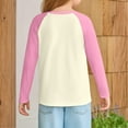 thumbnail image 4 of Drmagiyhm Girls Long Sleeve T Shirts Size 10-12 Raglan Color Block T-Shirts Casual Fashion Crewneck Shirts Little Girl Fall Blouses Tops, Tees & Blouses Light pink 9-10 Years, 4 of 6