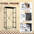 thumbnail image 4 of 4 Drawer Vertical Storage Dresser Bright Trendy Gray Dye Tibetan Watercolor Hand with Wood Top Fabric Pull Drawers, 4 of 8
