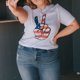 thumbnail image 1 of Camiseta Labios Bandera Americana Lady American Flag Blusas Camisas Cuello redondo Suelto Streetwear Traje (Blanco XL) Cgtredaw Para estrenar, 1 of 7