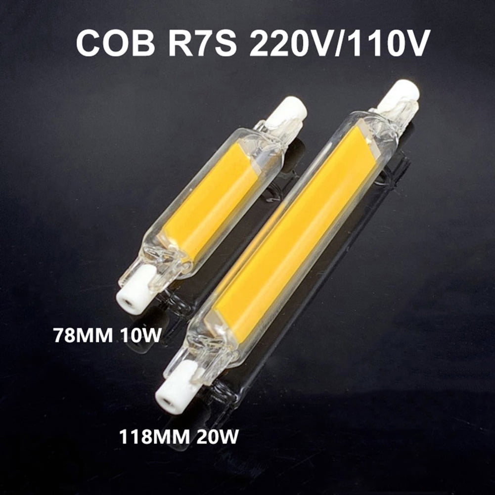 LED Light Bulb COB R7S Dimmable Lamp 78/118mm Glass Replacement 20W 40W Halogen 