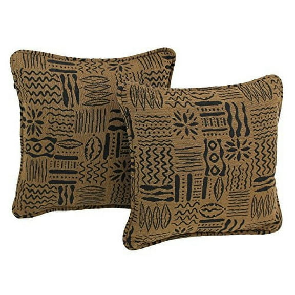 18-inch Double-corded Patterned Tapestry Square Throw Pillows with Inserts (Set of 2)