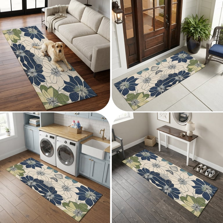 Large Soft Rug 2x6 Washable Area Rugs,Vintage Floral Texture Non-Slip Ultra Soft Rug ...