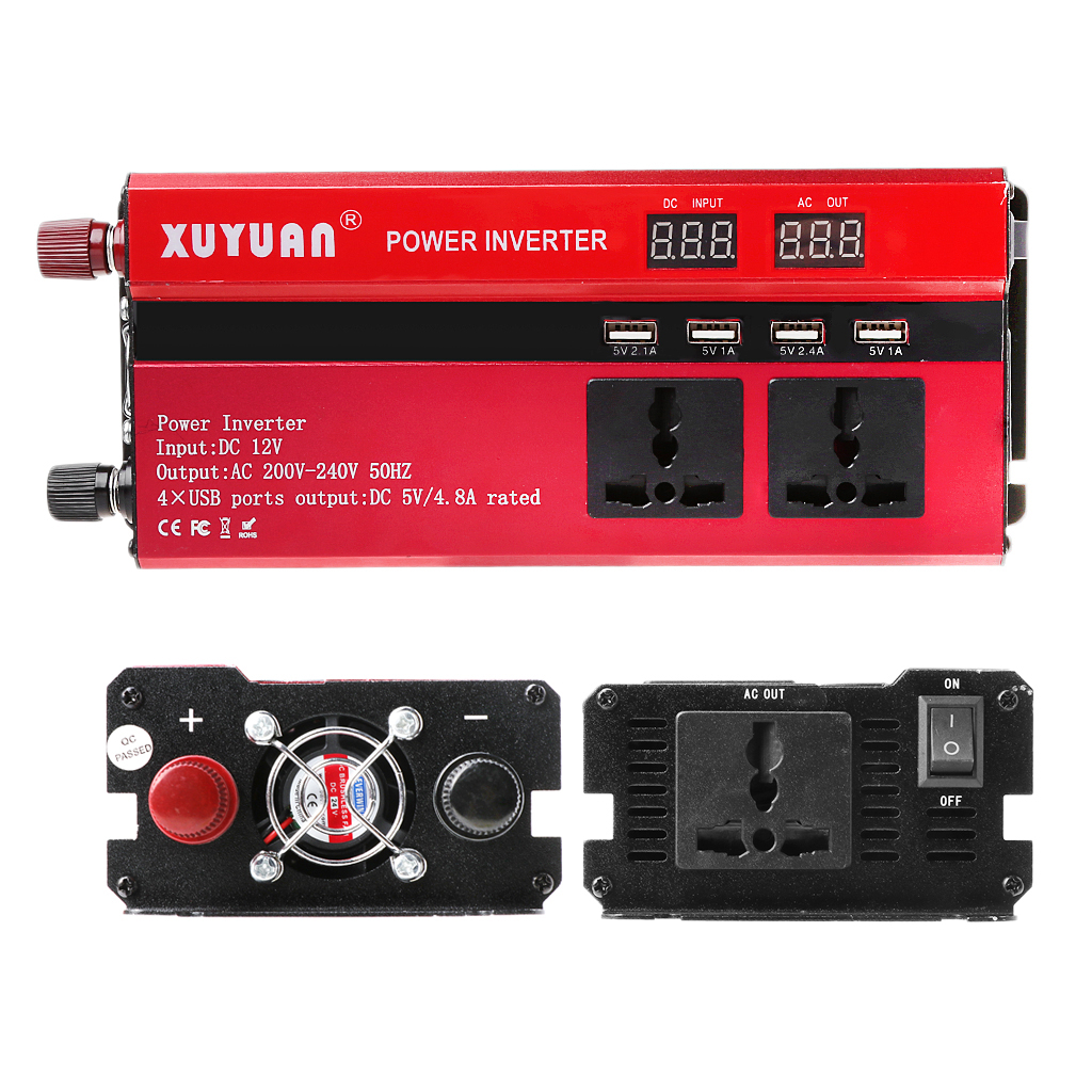 4000W Solar Power Inverter Sine Wave LED 4 USB DC12 To AC110V/220V Convert