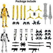 T13 3D Action Figure Set (Assembly Completed) 2 Pcs, 3D Printed Multi-Jointed, Titan 13 Action Figures, Multi-Articular Lucky Mobile Robot Nova,Desktop Decorations for Game Lovers Toys (Sliver Gold)