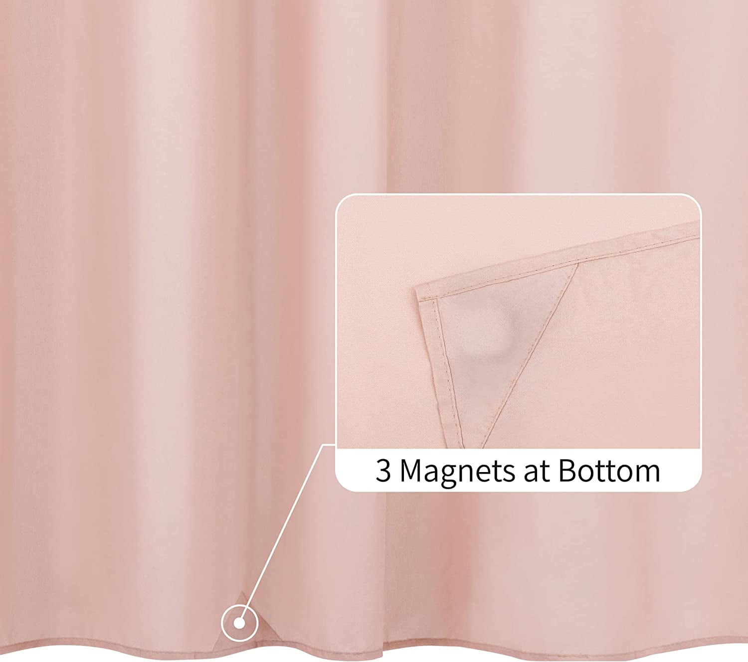 RunMin Grocery Store Pink Shower Curtain Liner Fabric with 3 Magnets - Waterproof Soft Hotel Quality Cloth Shower Curtain for Bathroom, Light-Weight & Machine Washable - Standard 72x72, Blush Pink