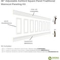 thumbnail image 2 of Ekena millwork 94 1/2"L (Adjustable 36"H to 40"H) Ashford Square Panel Traditional Wainscot Paneling Kit, 2 of 10