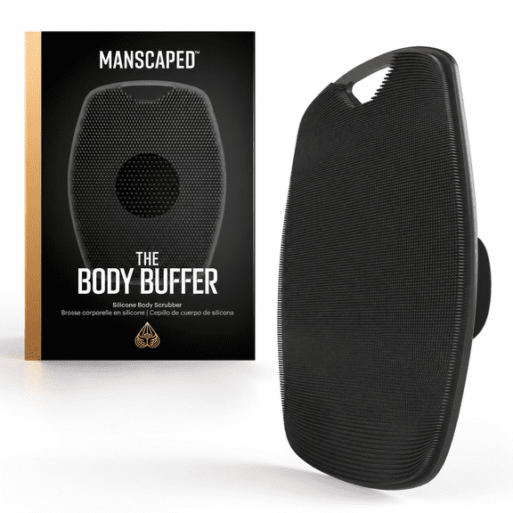 MANSCAPED® The Body Buffer Premium Silicone Scrubber for Cleaning & Exfoliating Skin, Black,1 Pack
