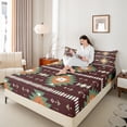 thumbnail image 4 of Homewish Brown Aztec Queen Sheet Sets 4-Piece, Bohemian Geometric Flat Sheet, Rustic Lodge Cabin Farmhouse Queen Fitted Sheet, Microfiber Bedroom Decor, 4 of 7