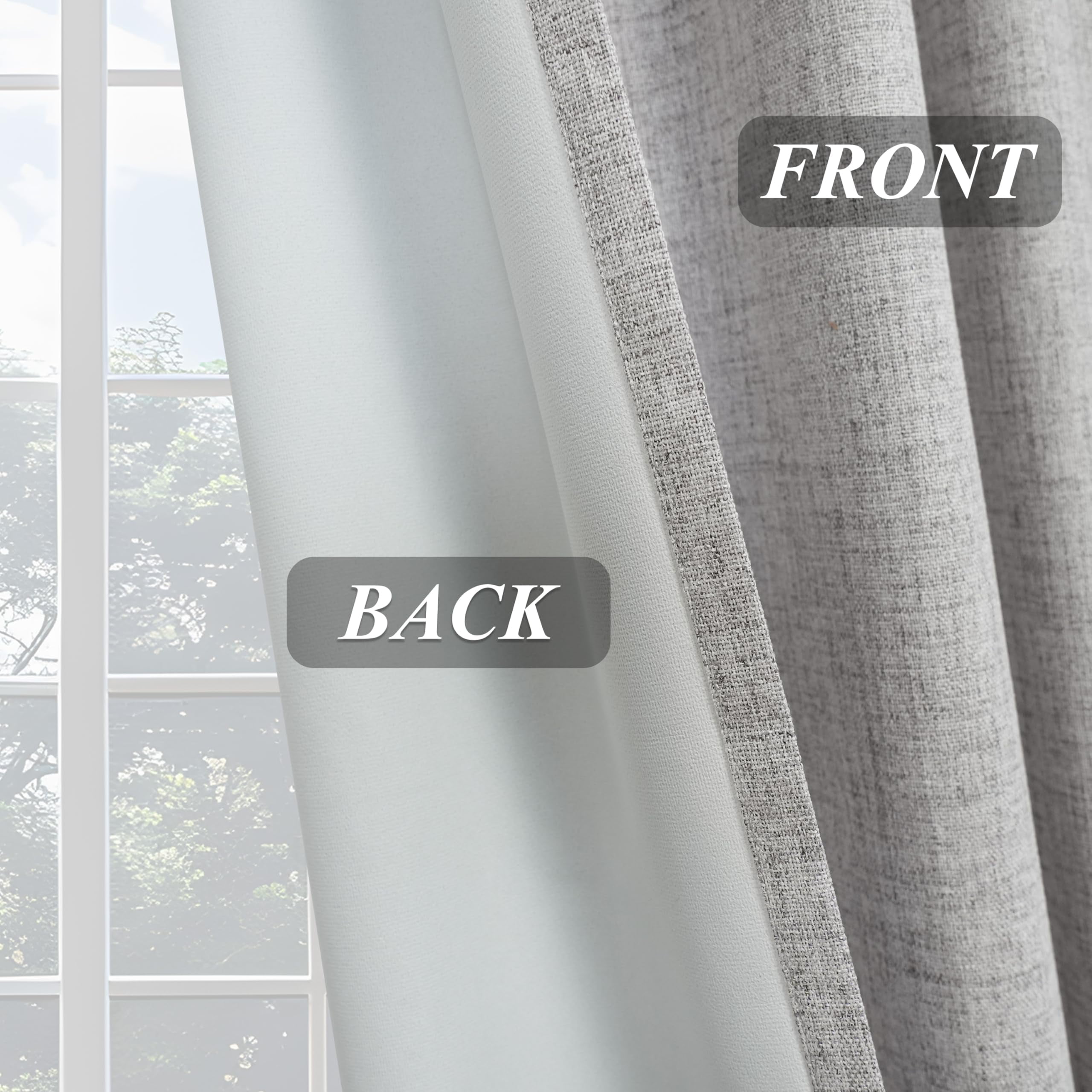 DriftAway 100% Blackout Linen Curtains for Bedroom 63 Inches Long Farmhouse Thermal Insulated 3 Inch Rod Pocket Back Tab Full Light Blocking 2 Panels for Living Room Nursery