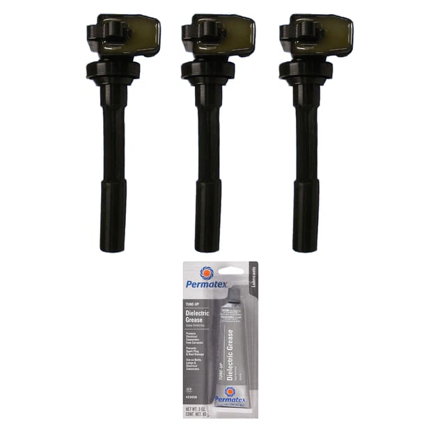 Set of 3 Ignition Coils and Permatex 22058 Dielectric TuneUp Grease