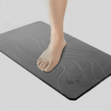 XINGJIU Stone Bath Mat, Diatomaceous Earth Bath Mat, Super Absorbent Non-Slip Bath Stone Mat,Quick Drying Bath Stone Mats for Bathroom Kitchen, Easy to Clean 23.62x15.47, Grey
