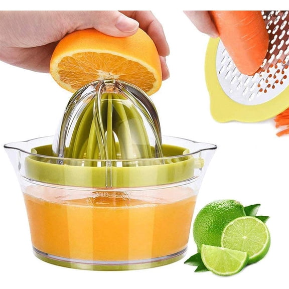 Citrus Lemon Orange Juicer Manual Hand Squeezer with Built-in Measuring Cup and Grater, Fresh pressing tool juice cup