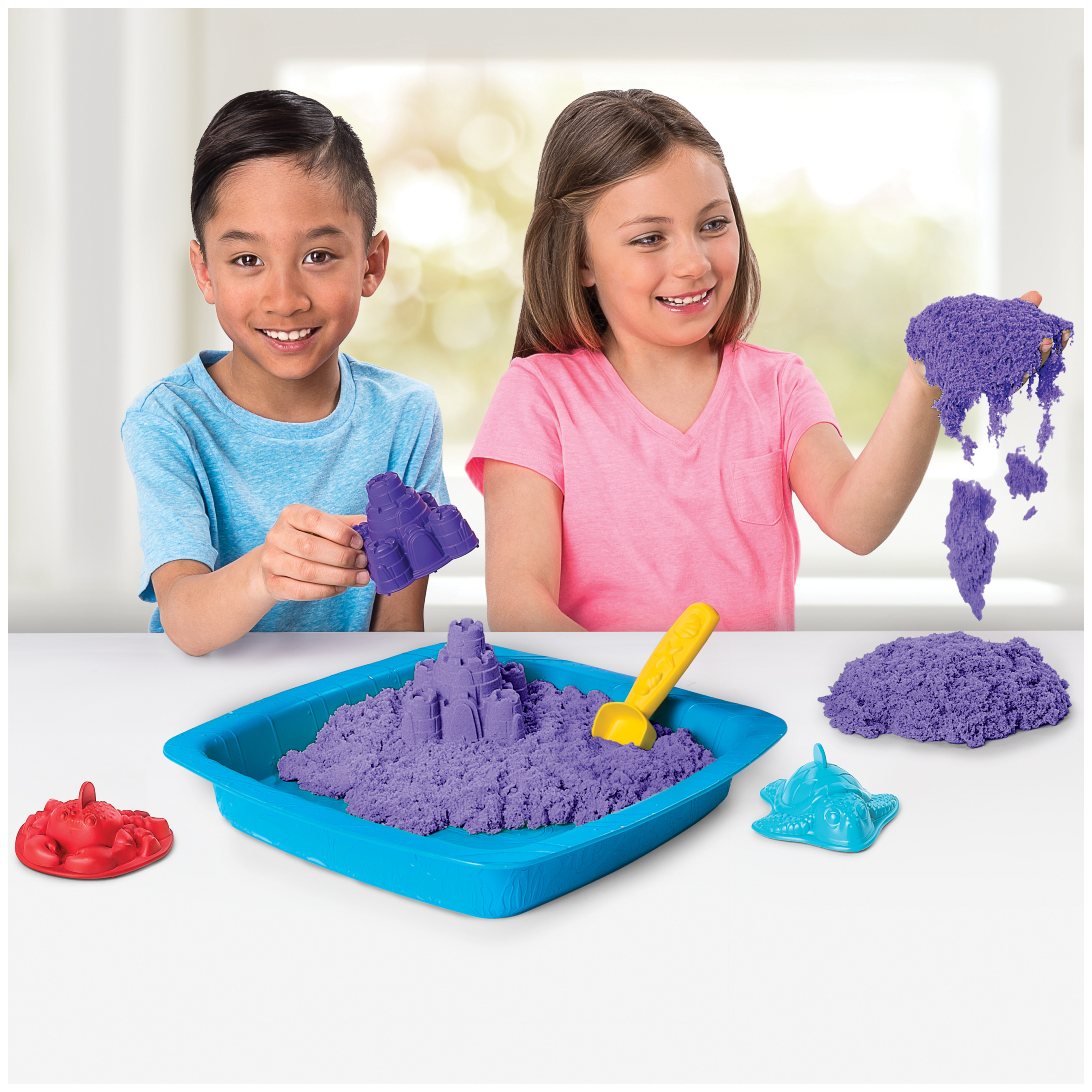 Kinetic Sand, Sandbox Playset with 1lb of Purple Kinetic Sand and 3 Molds, for Ages 3 and up - image 2 of 8