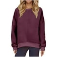 thumbnail image 2 of Xcmzpl Sweatshirts for Women Cute Solid Color Crewneck Sweatshirt Trendy Pullover Tops Cotton Long Sleeve T-shirts Early Fall Fashion, 2 of 6