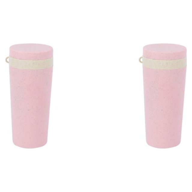 Matsuzay Botella deportiva de trigo con tapa Buen sellado Hervidor de leche de agua Vaso de coche Vaso de gran capacidad Vaso de viaje Picnic Rosa 2piezas