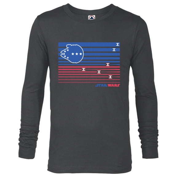 Star Wars Millennium Falcon Stars and Stripes American Flag - Long Sleeve T-Shirt for Men - Customized-Charcoal Heather