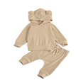 thumbnail image 1 of Newborn Baby 2-piece Long Sleeve Solid Color Hoodie and Pants Outfit Set, 1 of 8
