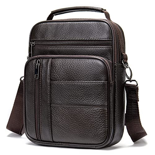 Small Leather Sling Shoulder Bag Messenger Pack for Men Women Outdoor Travel Business
