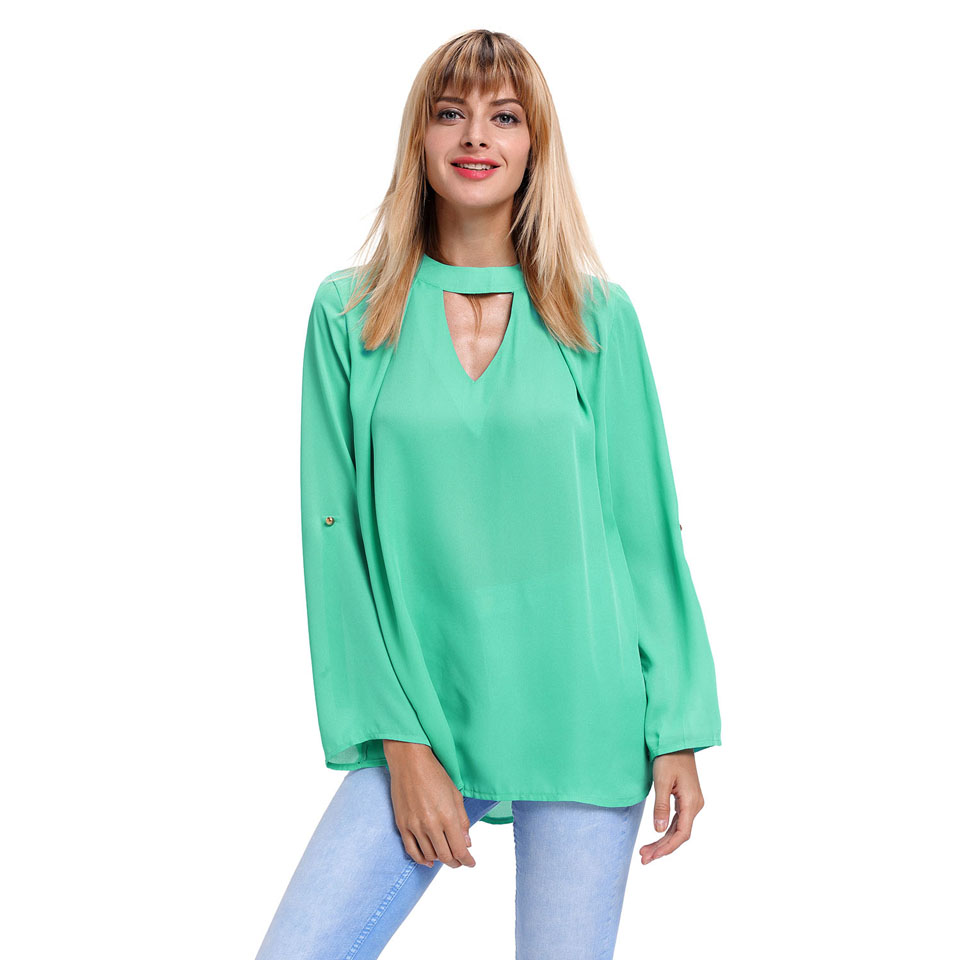 choker v neck blouse
