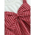 thumbnail image 5 of Infant Baby Girls Fall Outfits Plaid Bowknot Crew Neck Long Sleeve Tops Long Flare Pants Headband Set, 5 of 8