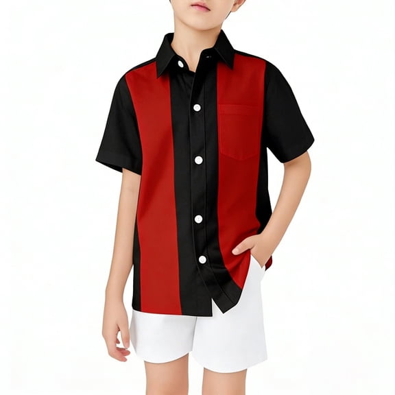 CAIVO Boys Blouse Graphic Print Short Sleeve Tees Cool Casual Shirt With Funny Designs For Kids Youth Turndown Collar Summer Stylish Tops